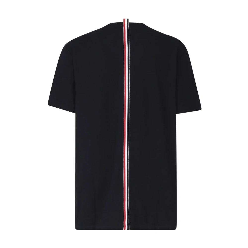 Thom Browne Zwarte Katoenen T-shirt Ronde Kraag Korte Mouwen Black Heren