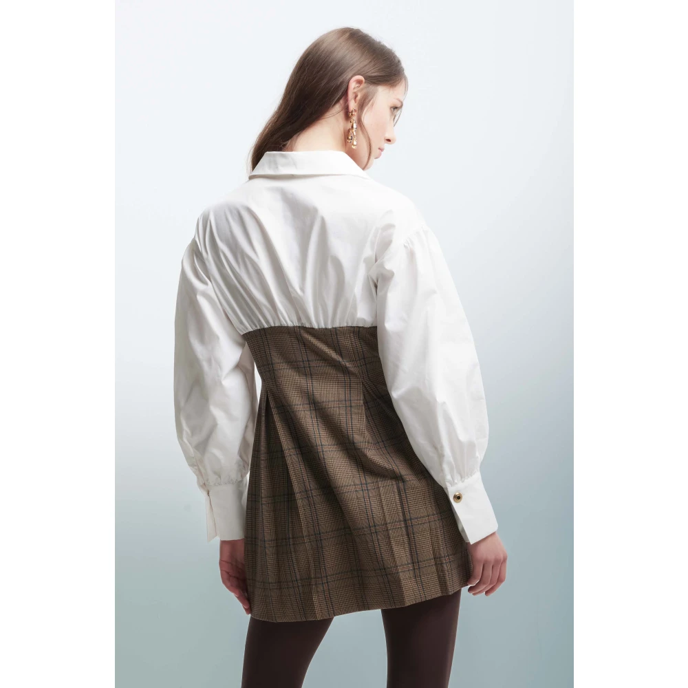 Kocca Overhemdjurk in contrasterende stoffen Brown Dames