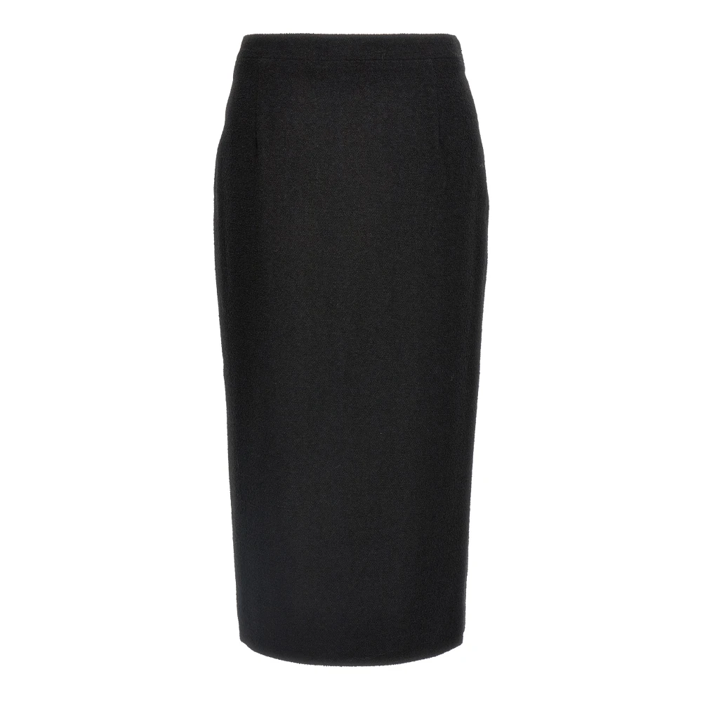 Alessandra Rich Svart Bouclé Tweed Midi Skirt