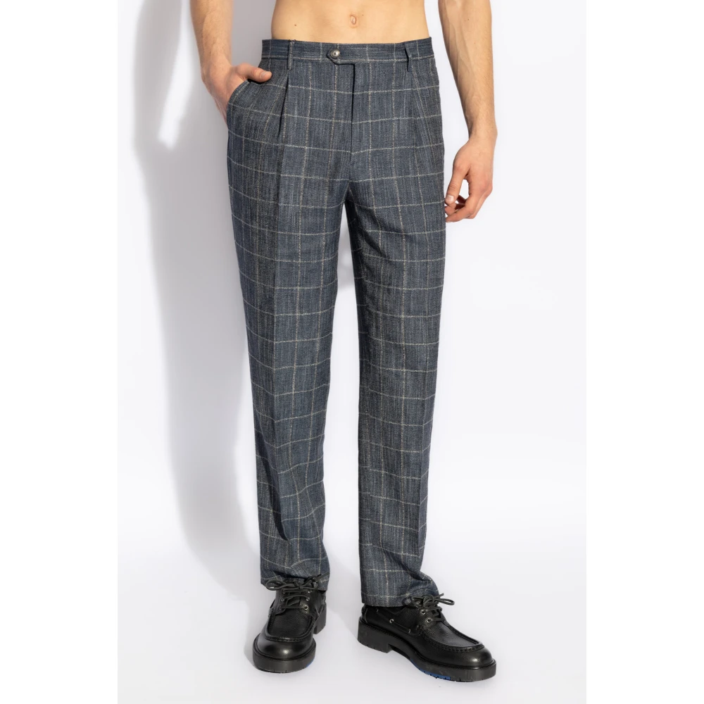 ETRO Broek met ruitpatroon Blue Heren