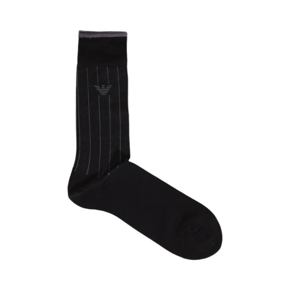Emporio Armani Zwarte Katoenen Pinstripe Sok Black Heren