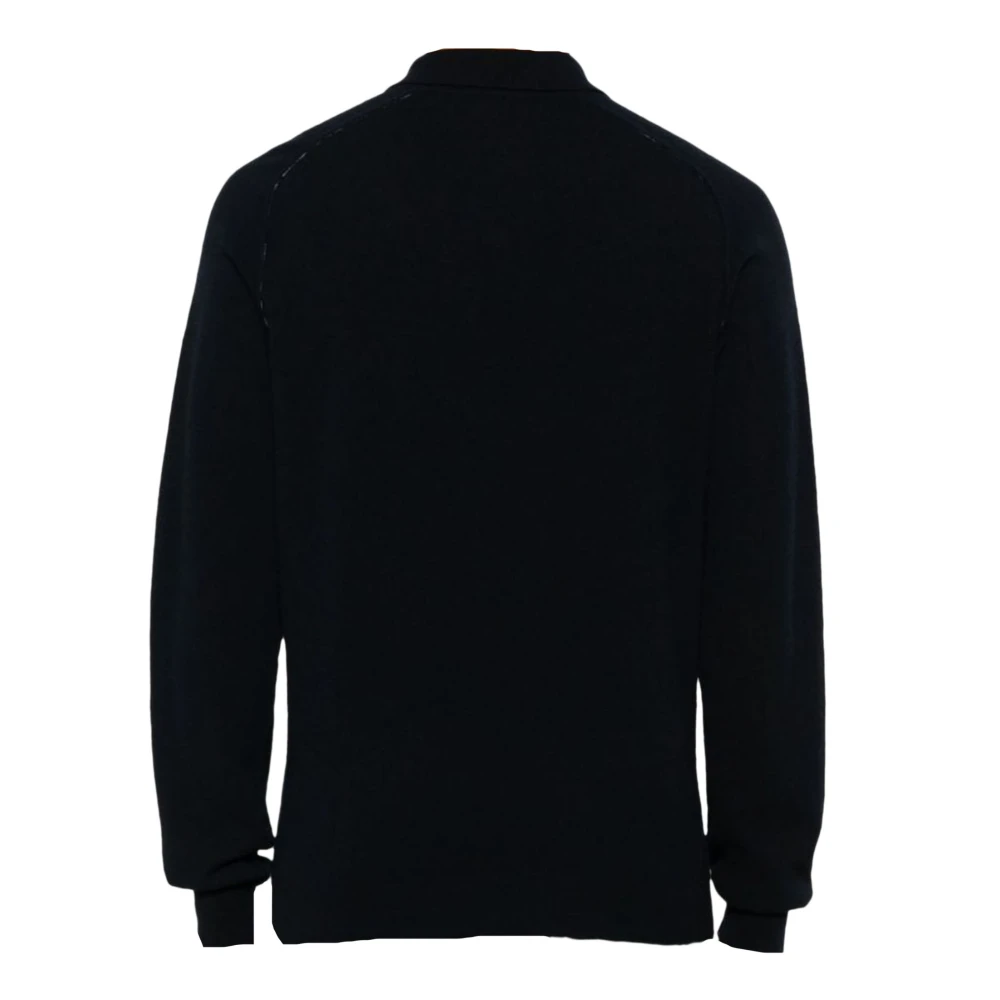 Roberto Collina Blauwe Merinowol Gebreide Poloshirt Blue Heren