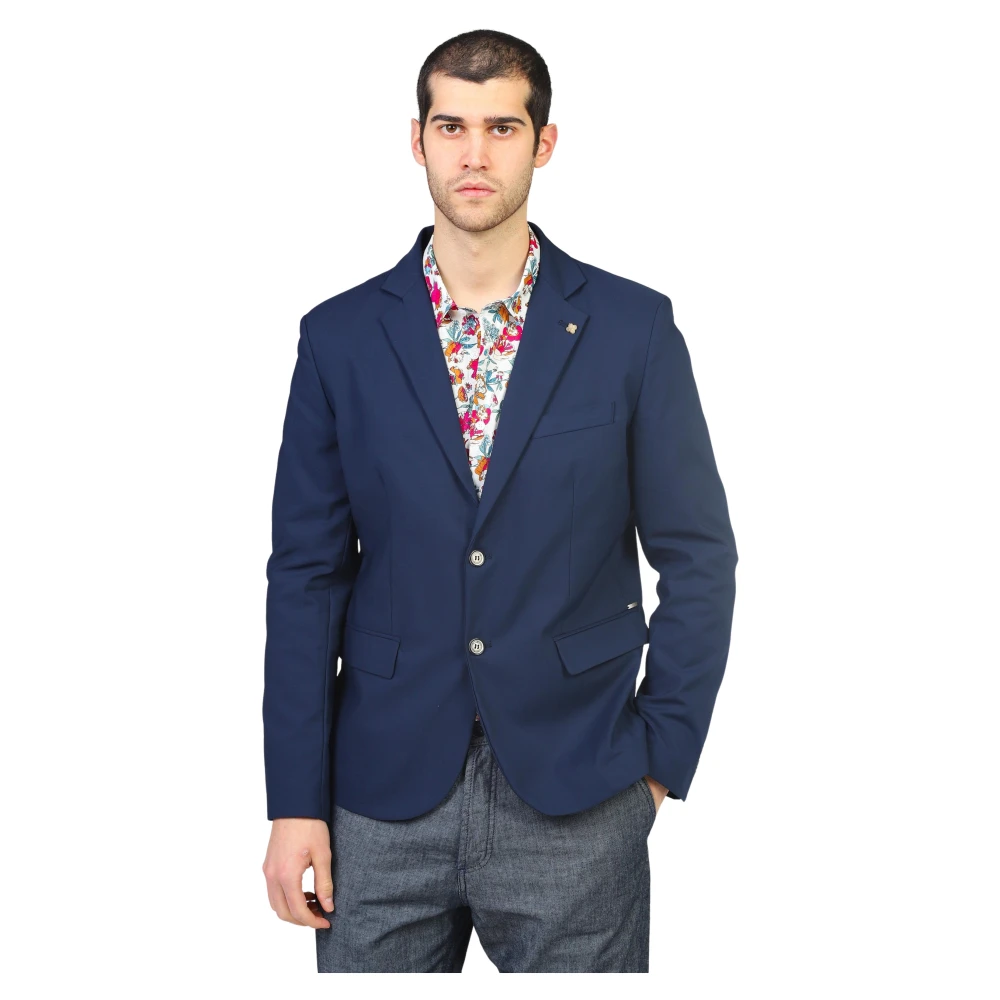 Gianni Lupo Single-Breasted jas met klepzakken Blue Heren