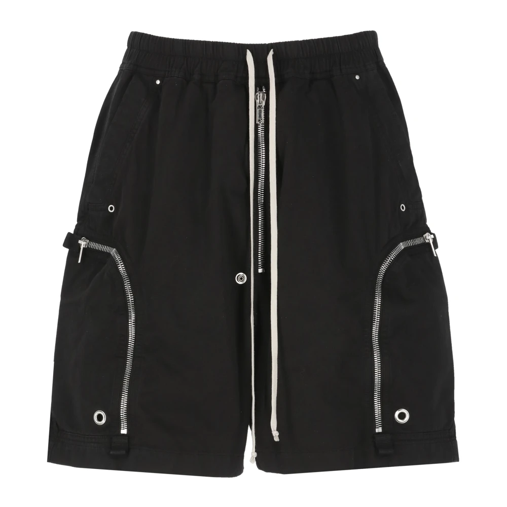 Rick Owens Zwarte katoenen Bermuda shorts met zakken Black Heren