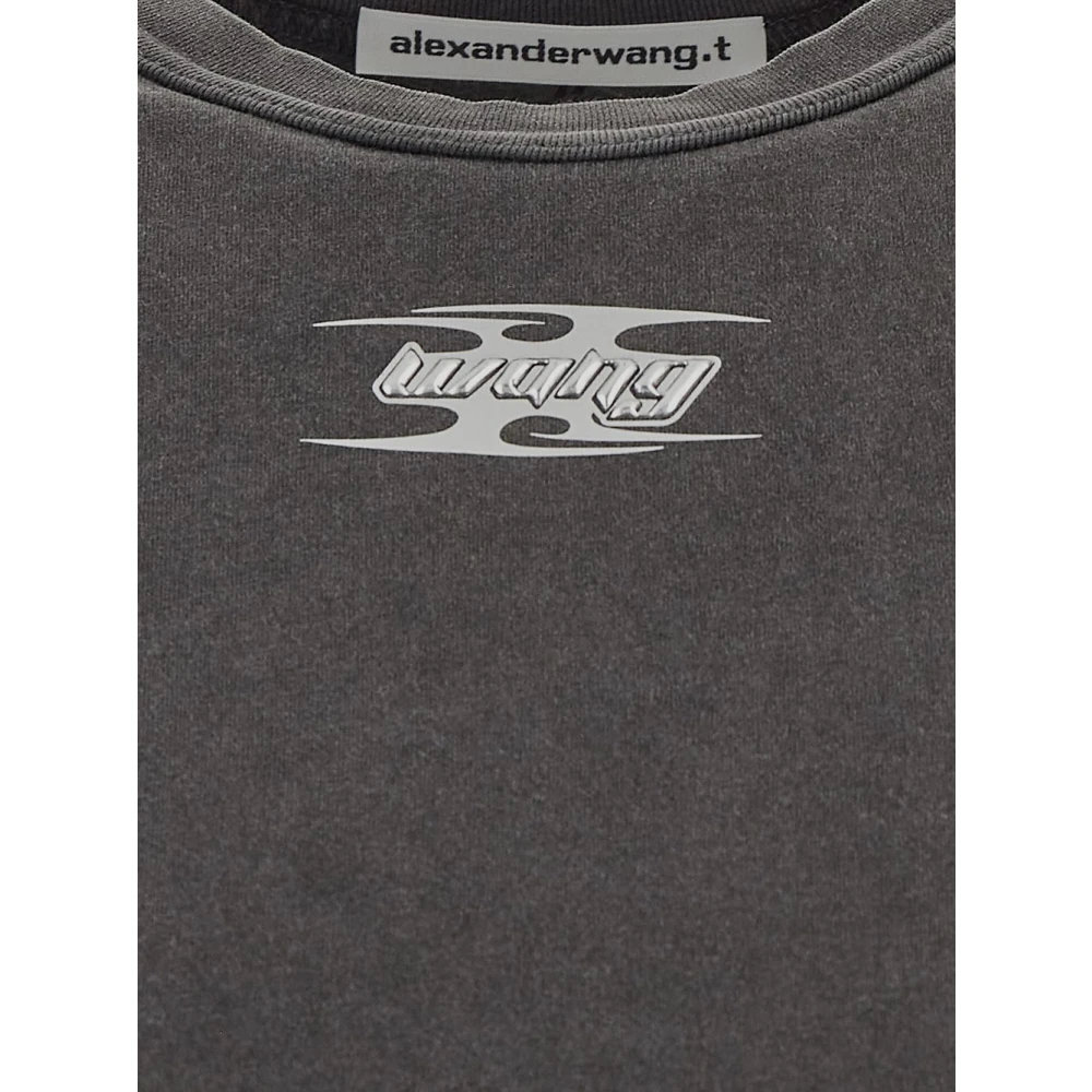T by Alexander Wang Katoenen Shrunken Tee Gray Dames