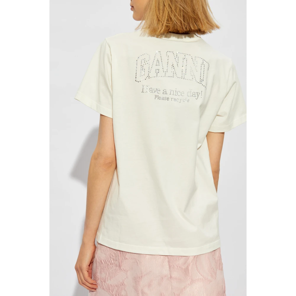 Ganni Logo T-shirt White Dames
