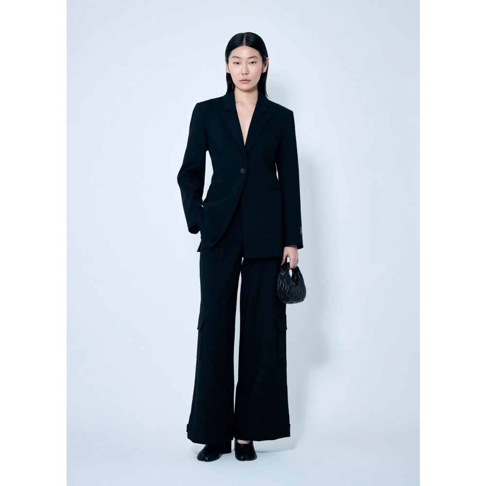 Ganni Cargo Broek in Vloeiende Weefsel Black Dames
