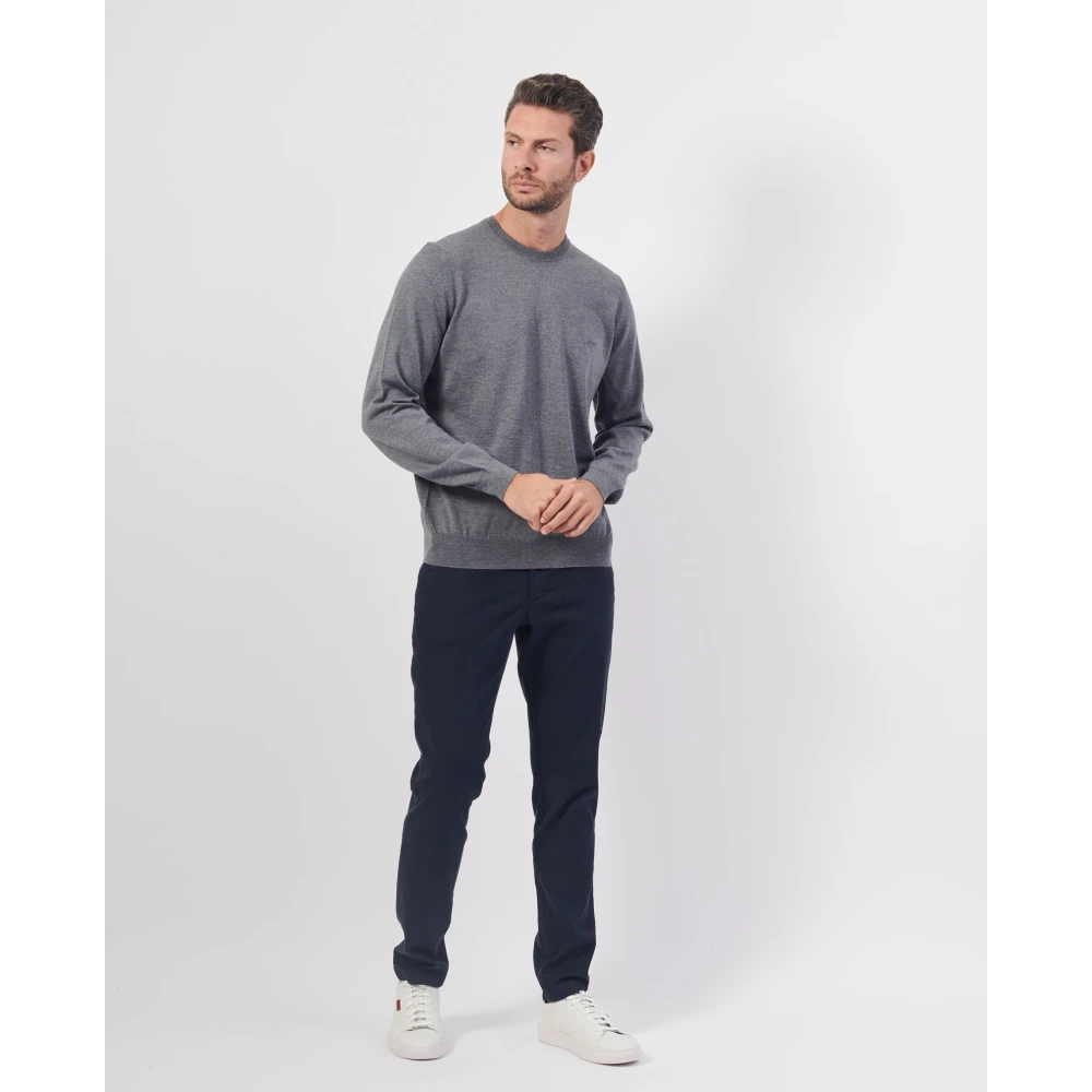 Hugo Boss Grijze Crewneck Sweater met Geborduurd Logo Gray Heren