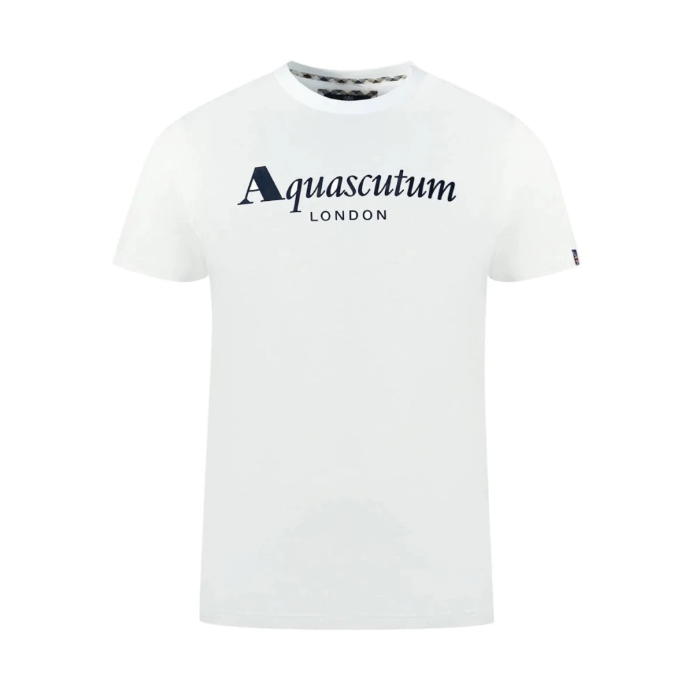 Aquascutum Bomull T-shirt med Union Jack flagga White, Herr