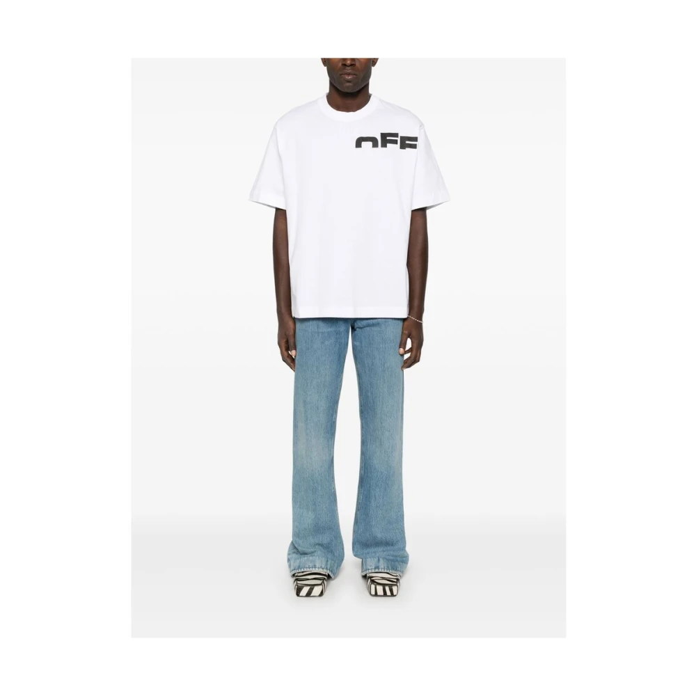 Off White Witte Crew Neck Korte Mouw T-shirt White Heren