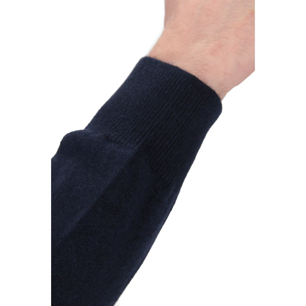 Barba Blauwe Ronde Hals Wol-Kasjmier Trui Blue Heren
