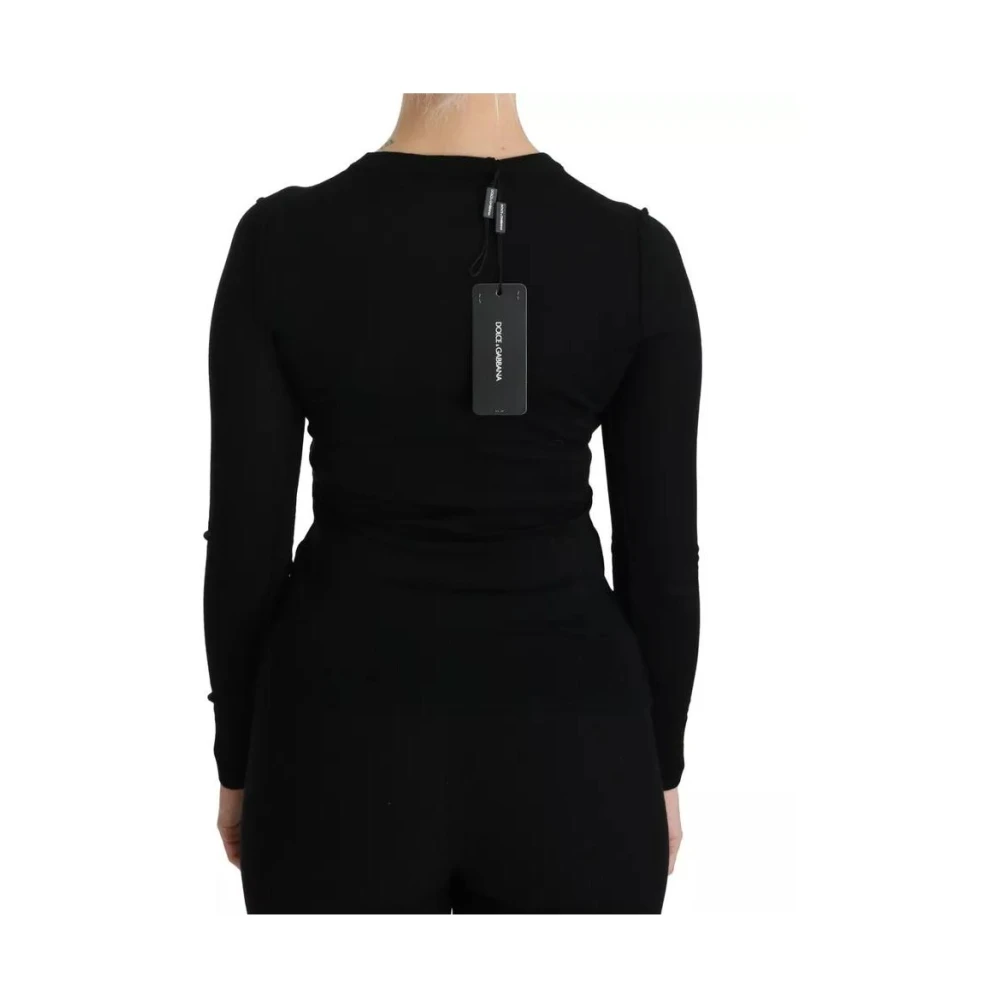 Dolce & Gabbana Zwarte wollen Crew Neck Top Black Dames