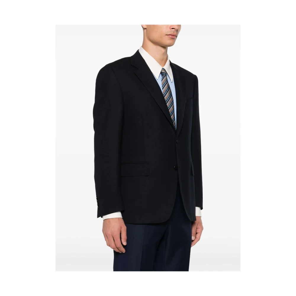 Canali Navy Blauw Wollen Jas Blue Heren
