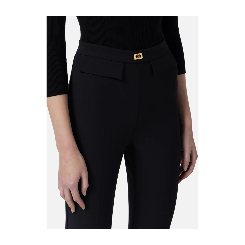 Elisabetta Franchi Zwarte Slim Fit Stretch Broek Black Dames
