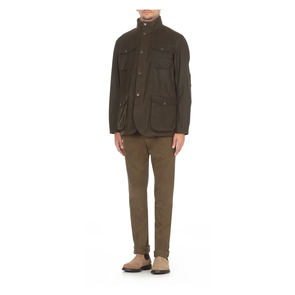 Barbour Groene Gewaxte Katoenen Jas met Hoge Kraag Green Heren