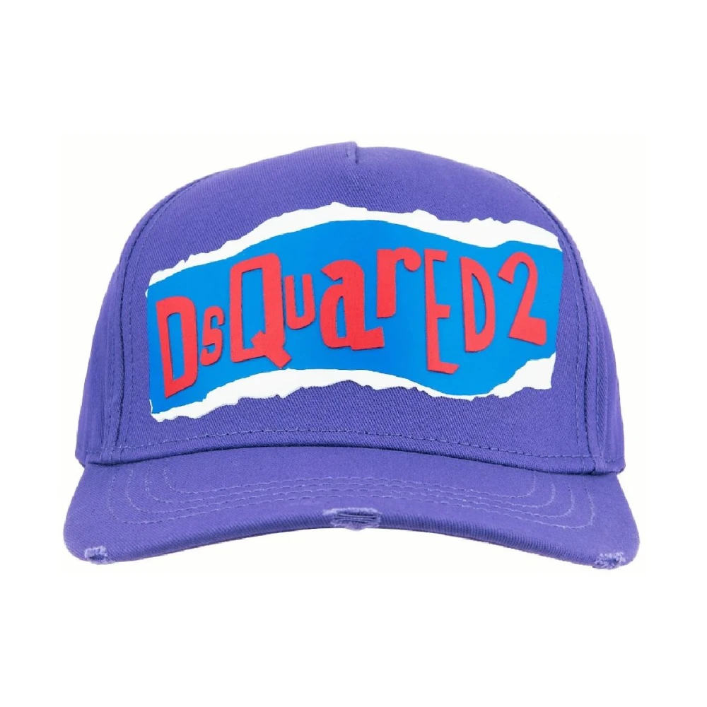 Dsquared2 Baseballpet met bedrukt logo en gesp Purple Unisex