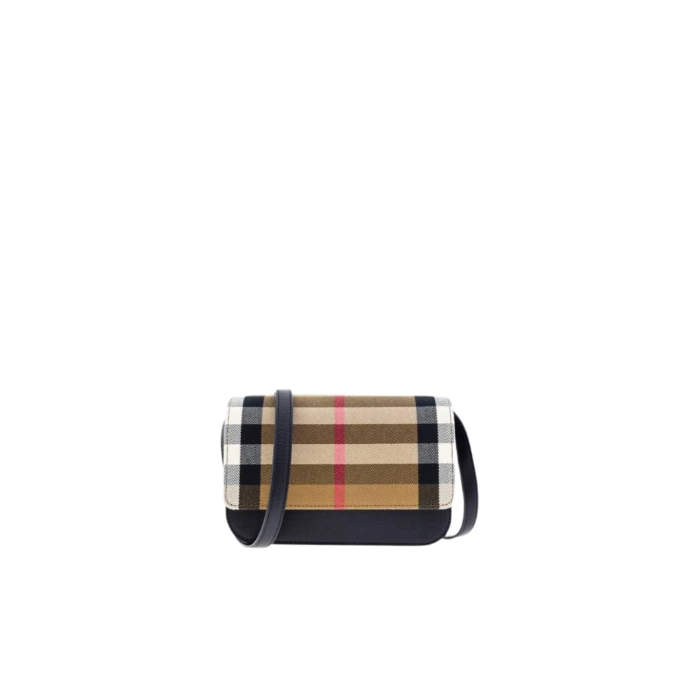Burberry Zwarte leren schoudertas House Check Black Dames