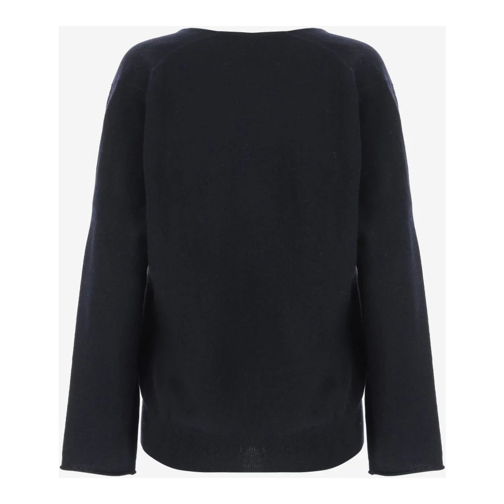allude Zwarte V-hals Wol Kasjmier Trui Black Dames