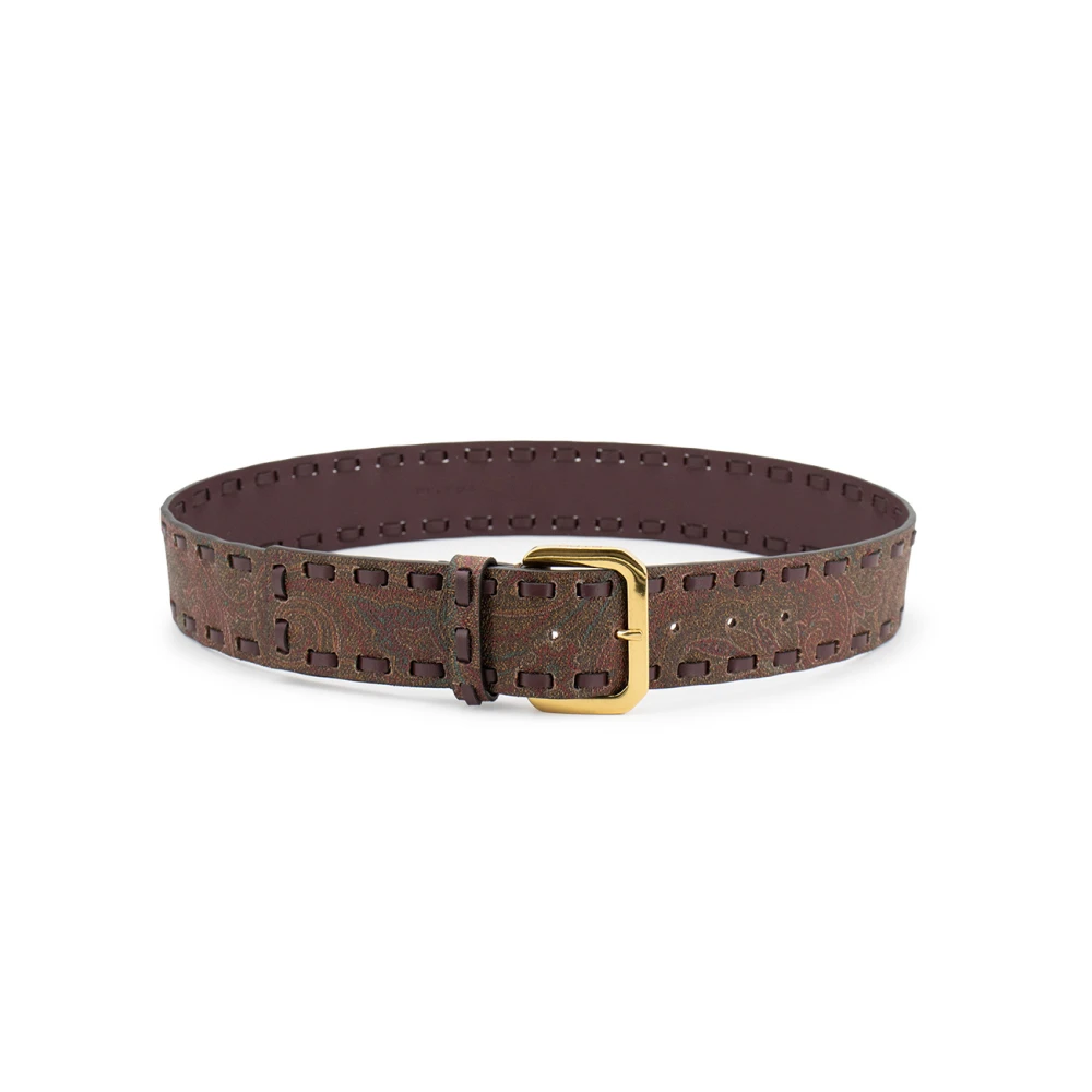 Etro Brown Belts, Female, 95 Cm, Paisley Print Adjustable Buckle Belt