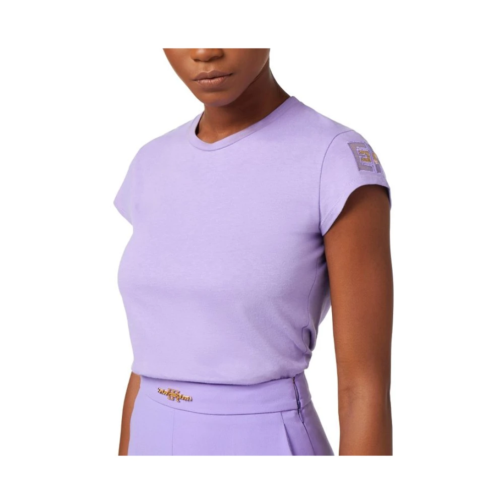 Elisabetta Franchi Geborduurd Iris T-shirt Purple Dames