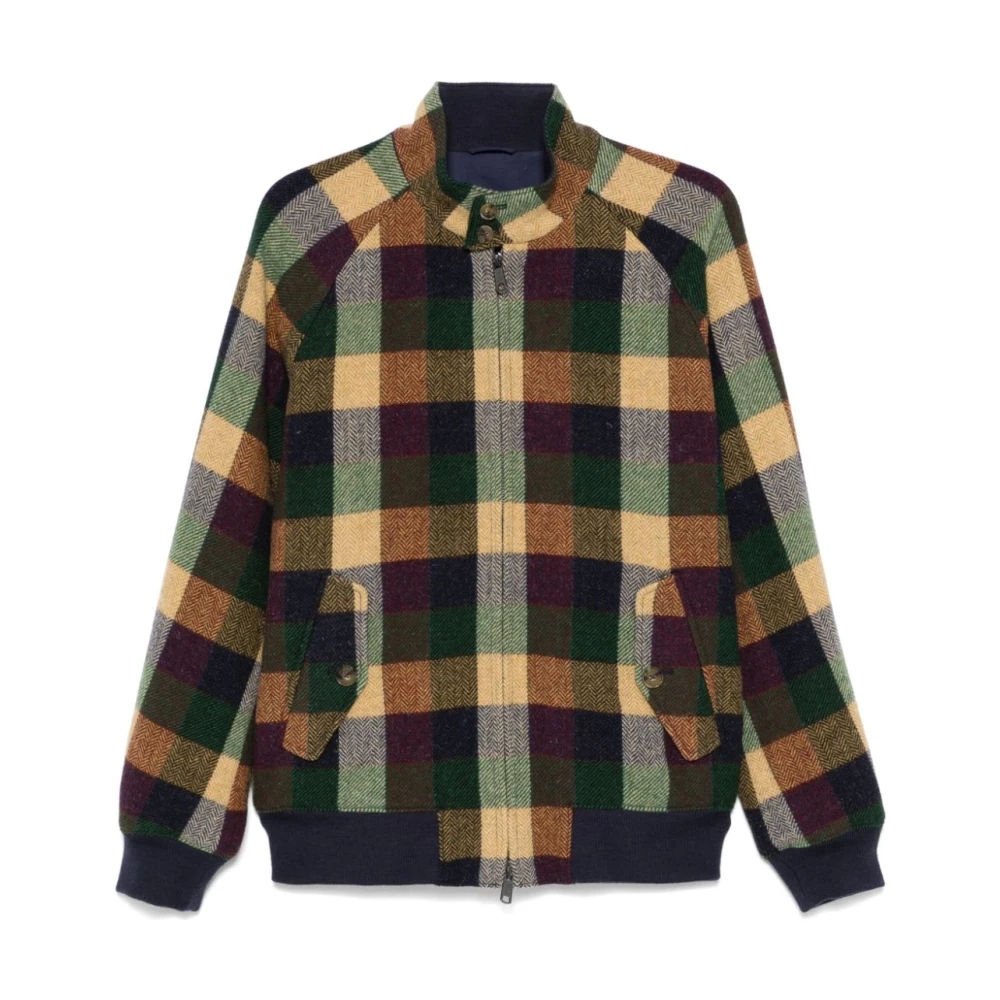 Baracuta Groene Herringbone Wollen Jas Multicolor Heren