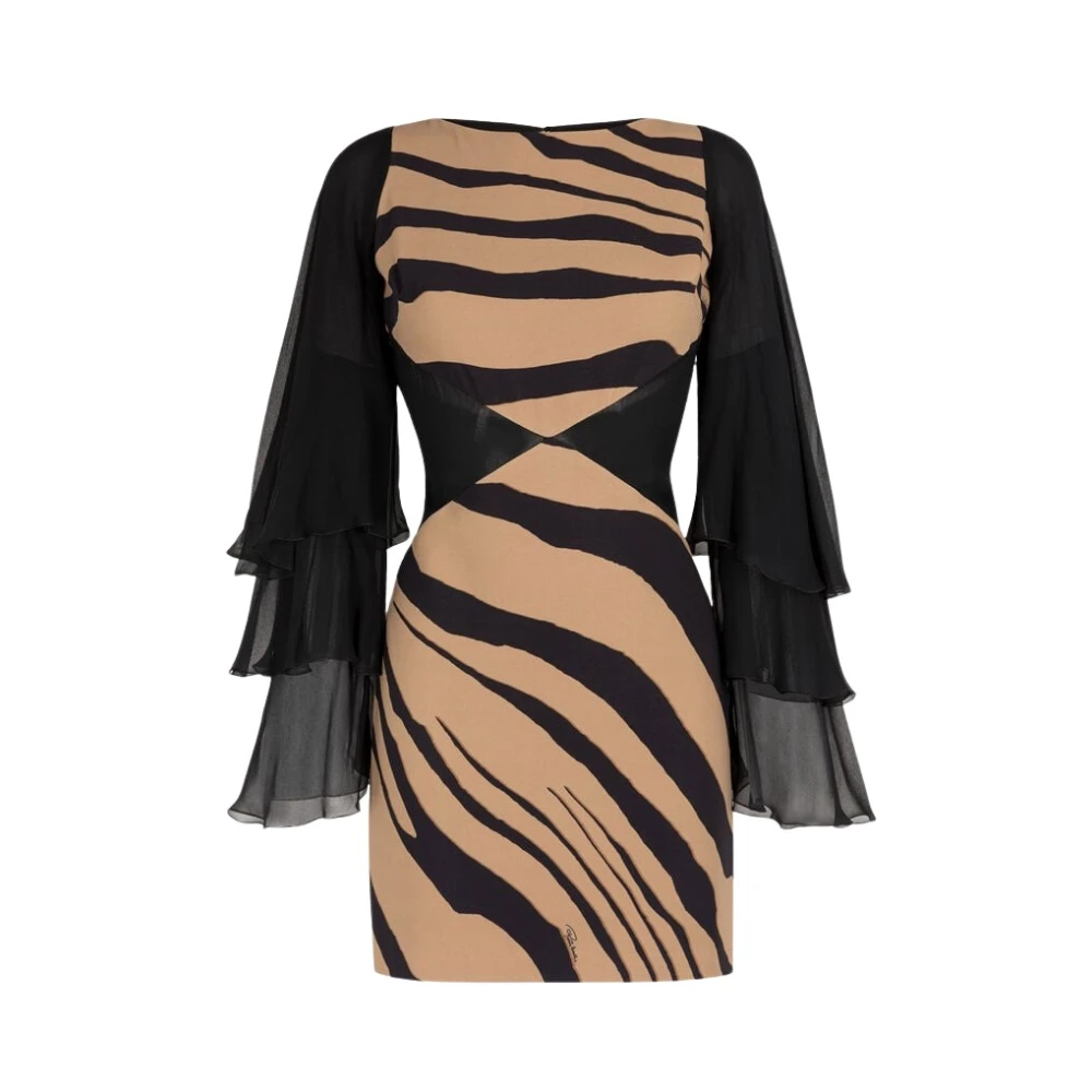Roberto Cavalli Multicolor Tiger-Print Mini Dress - Female - Party Dresses - 3XL - Dresses