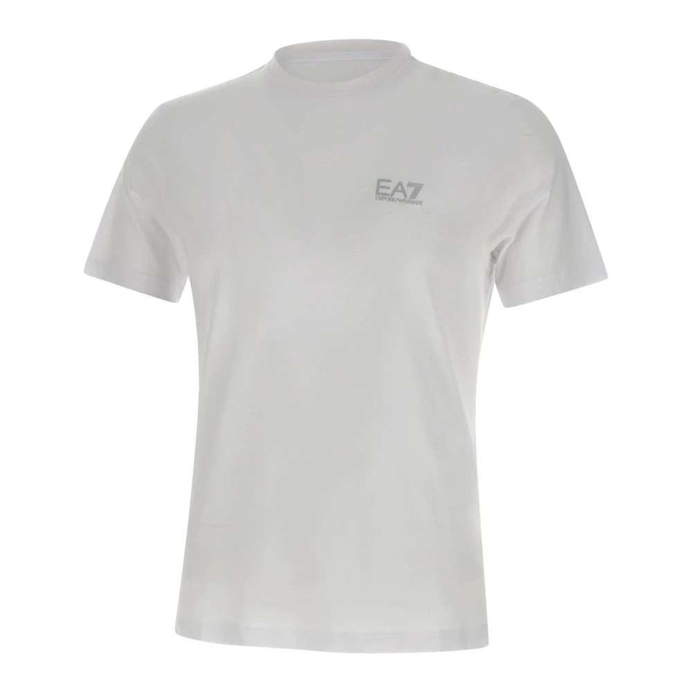 Emporio Armani EA7 Witte Katoenen T-shirt met Logo White Heren