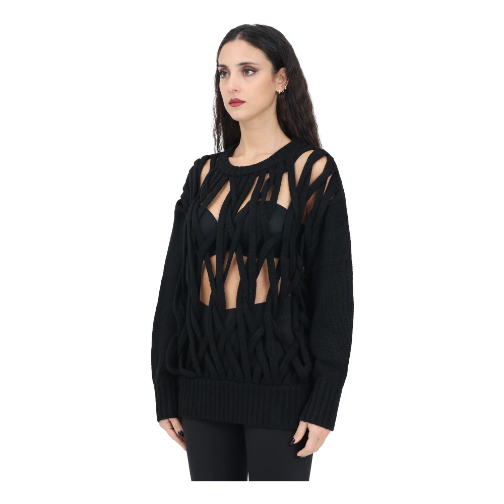 PATRIZIA PEPE Zwarte Crew Neck Sweater Black Dames