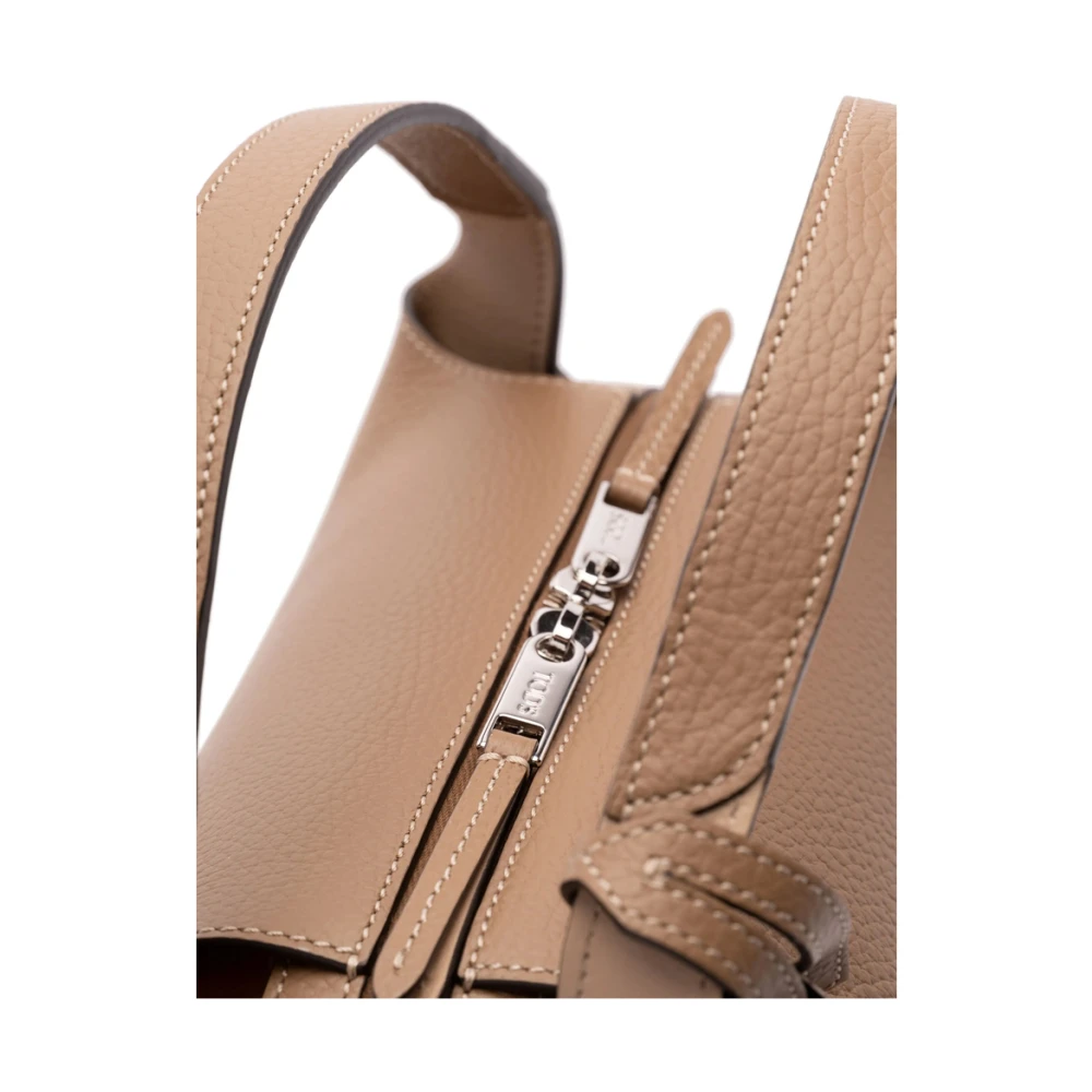 TOD'S Bruine Leren Handtas met Ritssluiting Brown Dames