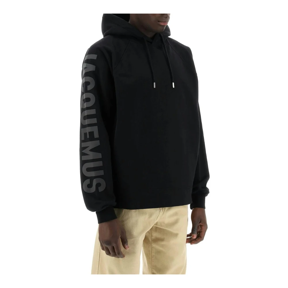 Jacquemus Zwarte Typo Logo Hoodie Sweatshirt Black Heren