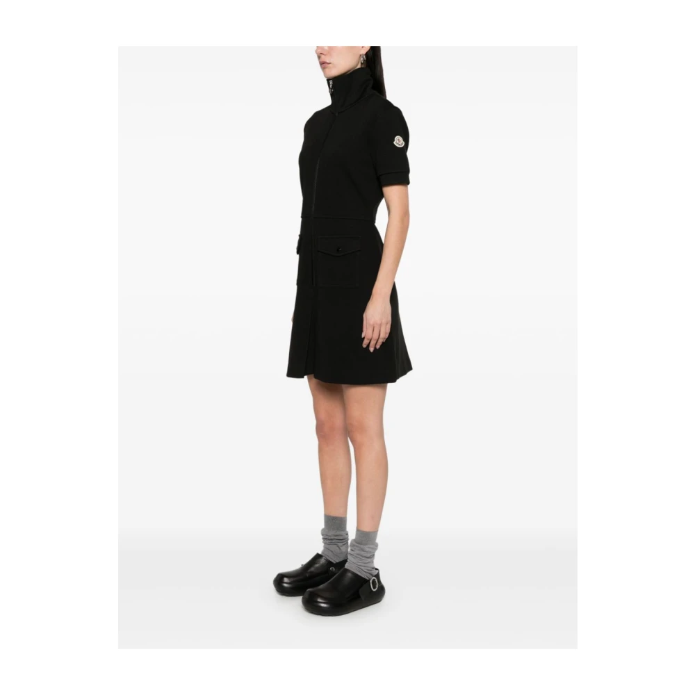 Moncler Zwarte Jurken met Kompas Motief Black Dames