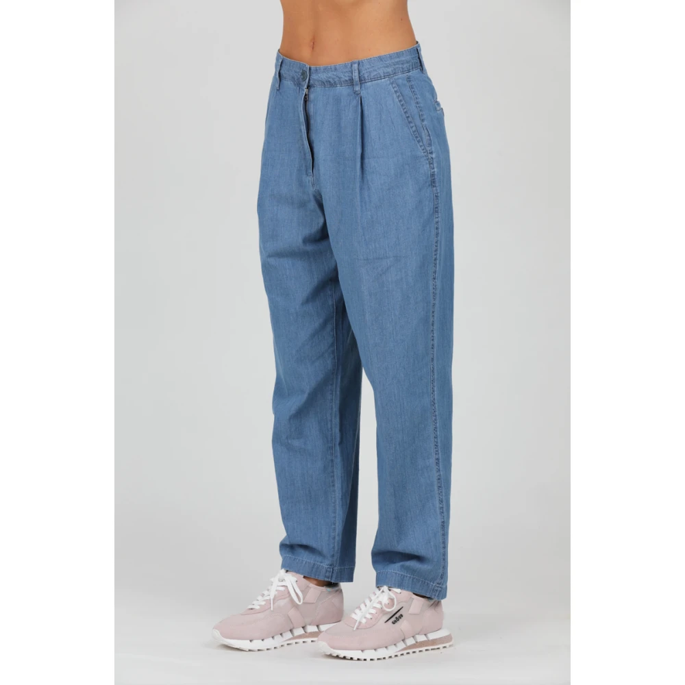 Aspesi Lange Geplooide Jeans Blue Dames