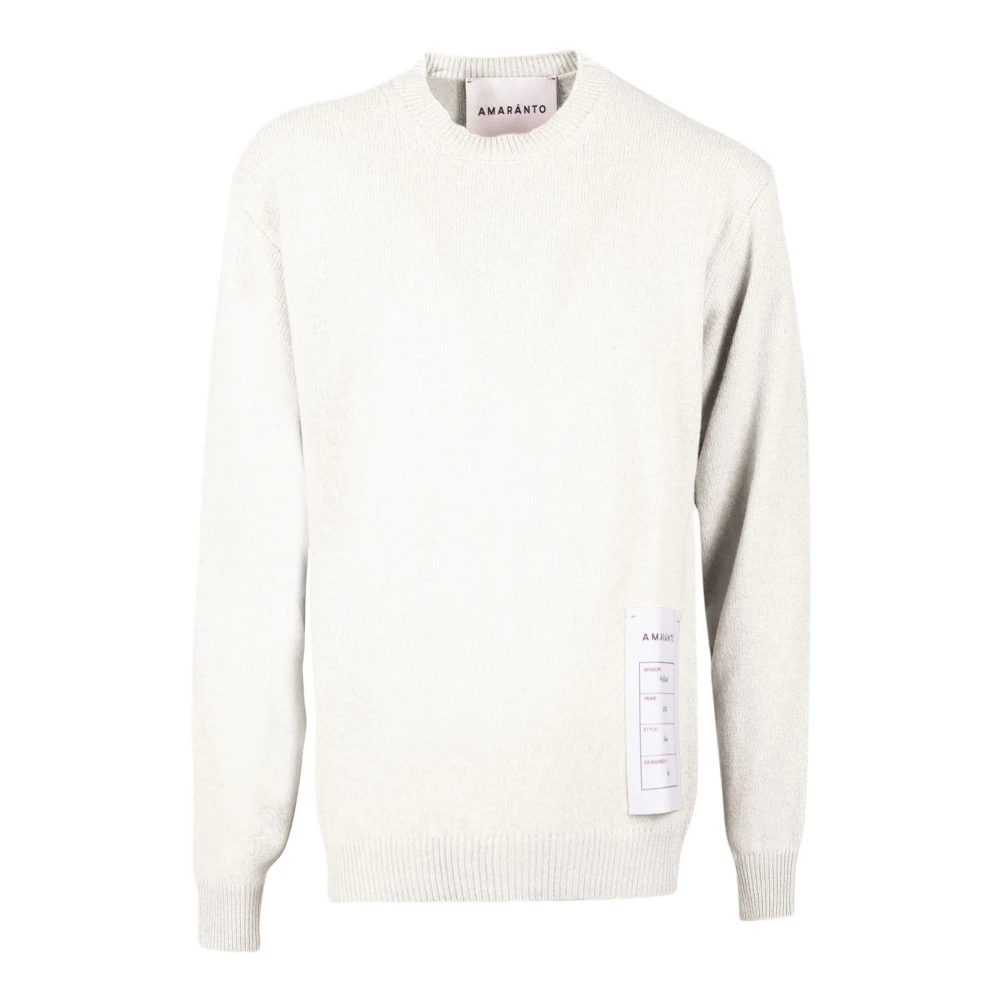 Amaránto Witte Wol Kasjmier Trui Lange Mouw White Heren