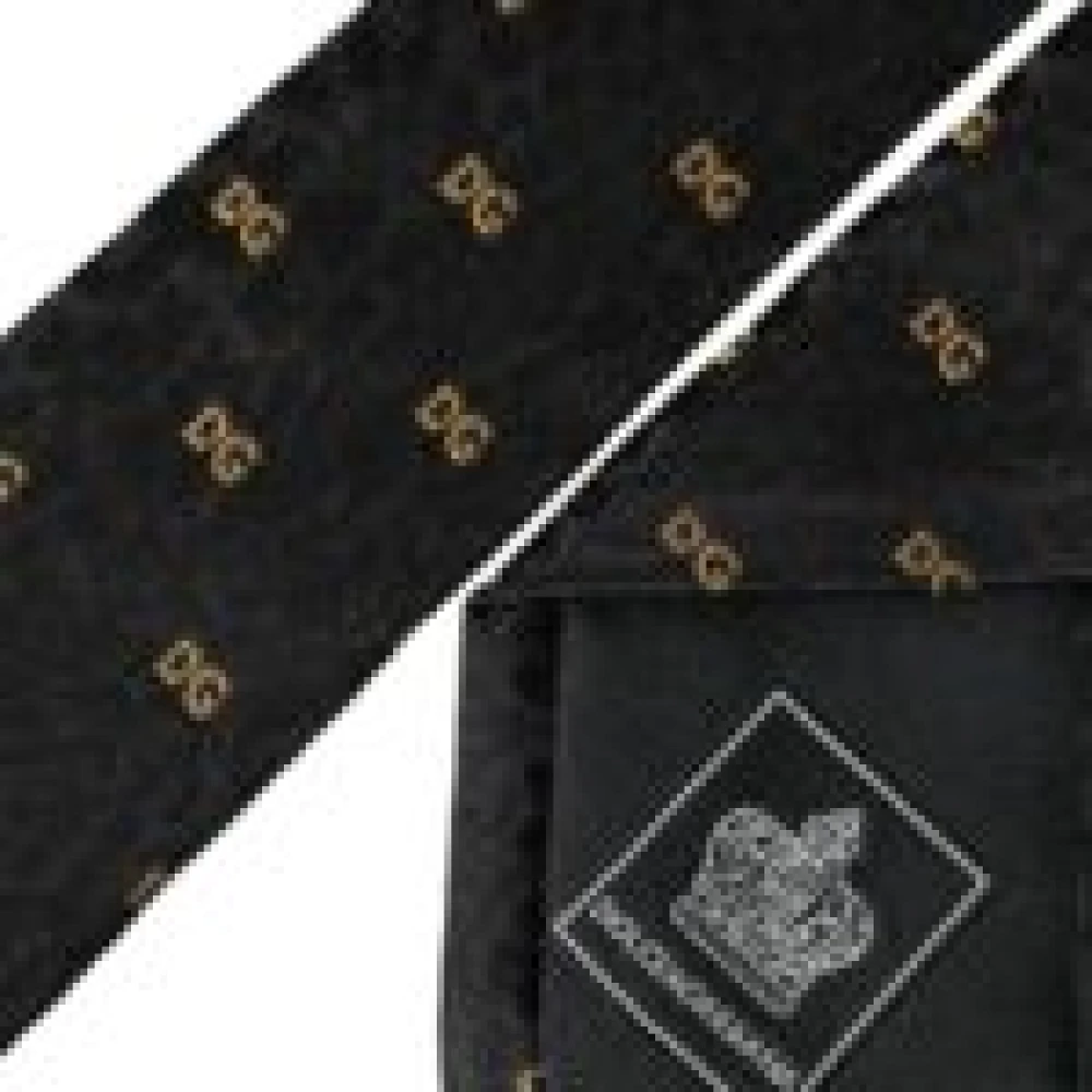 Dolce & Gabbana Zwarte zijden stropdas met logo Black Heren