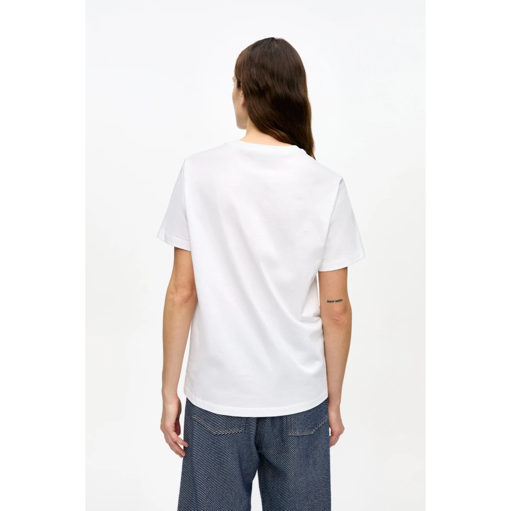 Ganni Wit Basis Tattoo Kant Relaxed T-Shirt White Dames