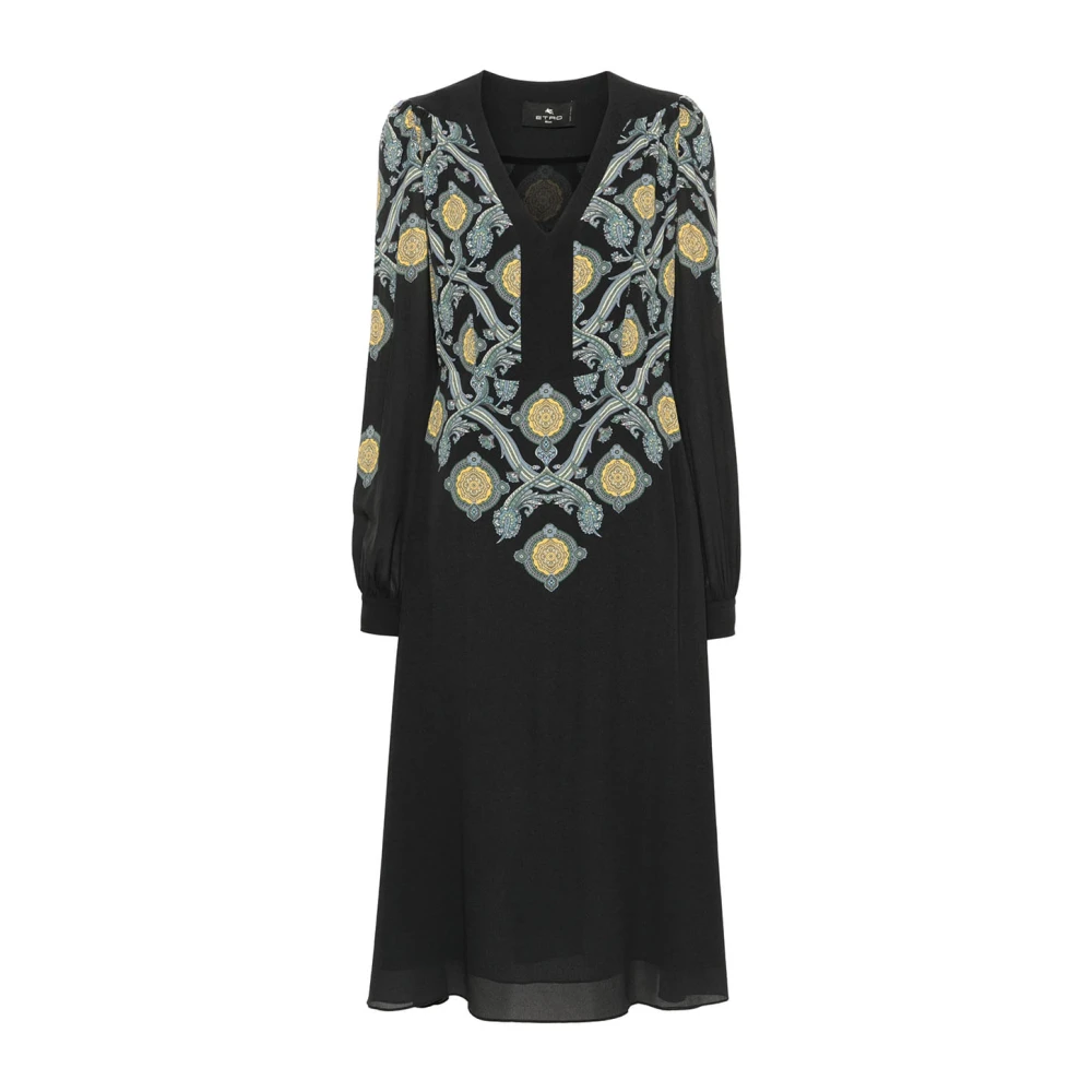 ETRO Elegante Bloemenjurk Black Dames