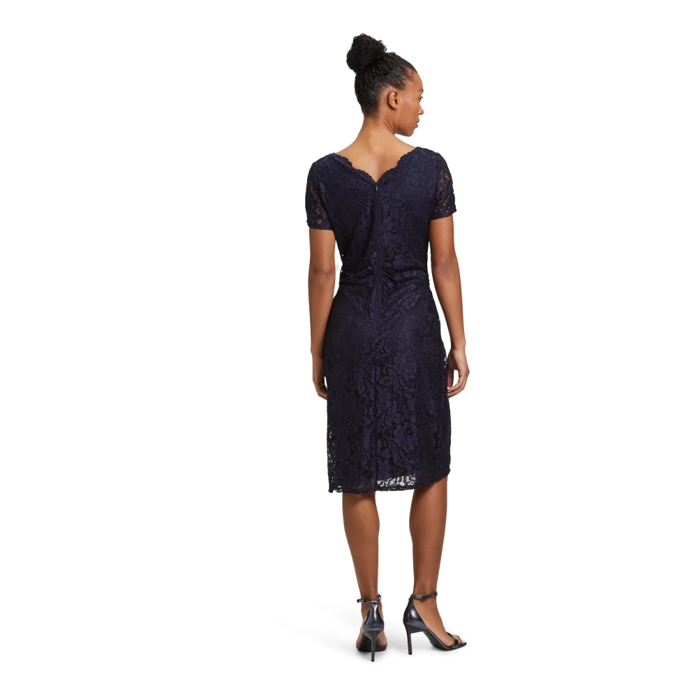 Vera Mont Bloemen Kant Bodycon Jurk Blue Dames