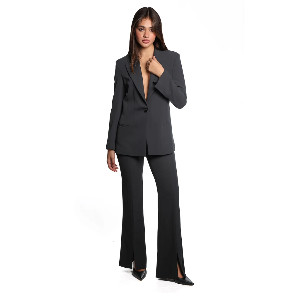 Jijil Zwarte Polyester Blazer met Revers Kraag Black Dames