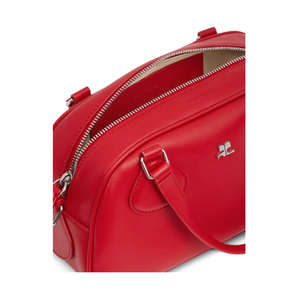 Courrèges Rode leren handtas met tweewegrits Red Dames