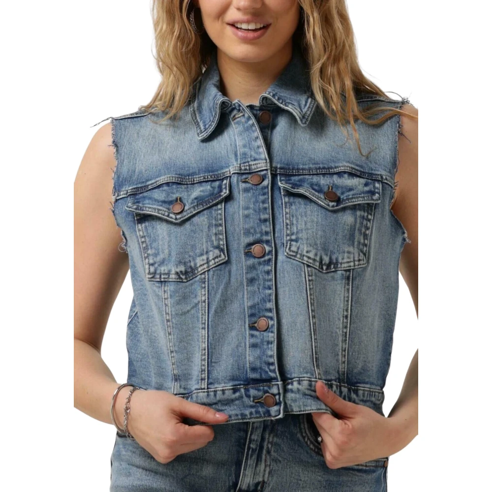 My Essential Wardrobe Blauwe Denim Jas Dangomw 144 Vest Blue Dames