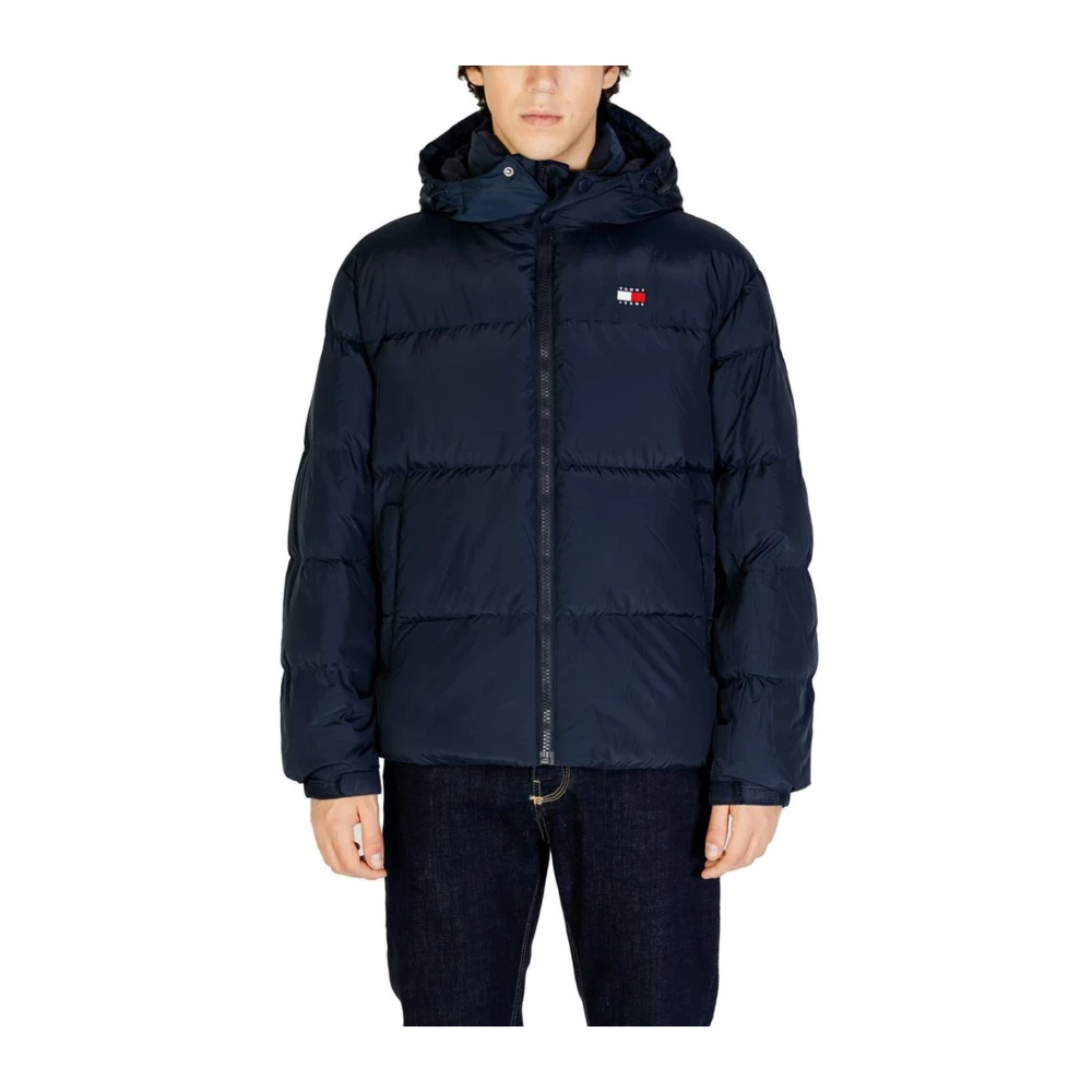 Tommy Jeans Blauwe Polyesterjas Heren Herfst Winter Collectie Blue Heren