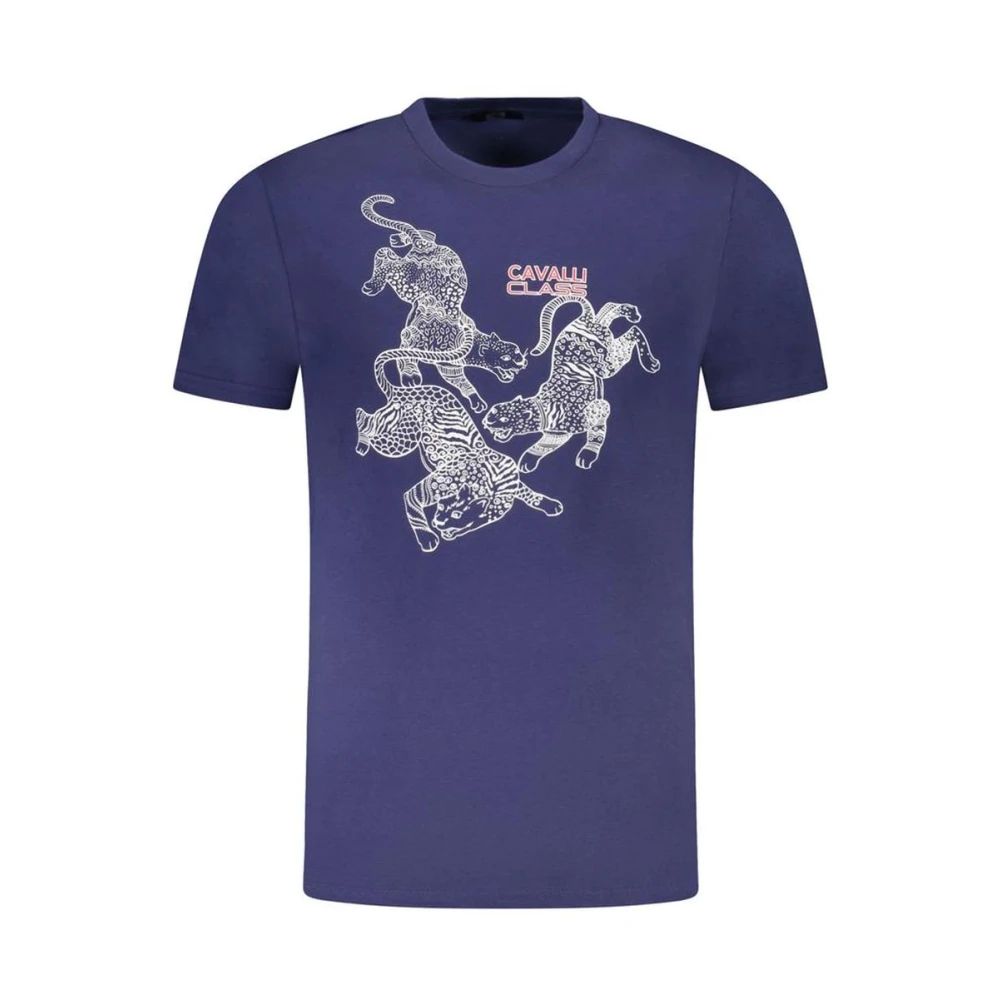 Cavalli Class Men's Blue T-Shirts, 2XL, Premium Cotton T-Shirt With Bold Print
