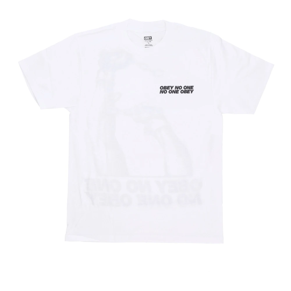 Obey Witte Crew-Up T-shirt met Screen Printing White Heren