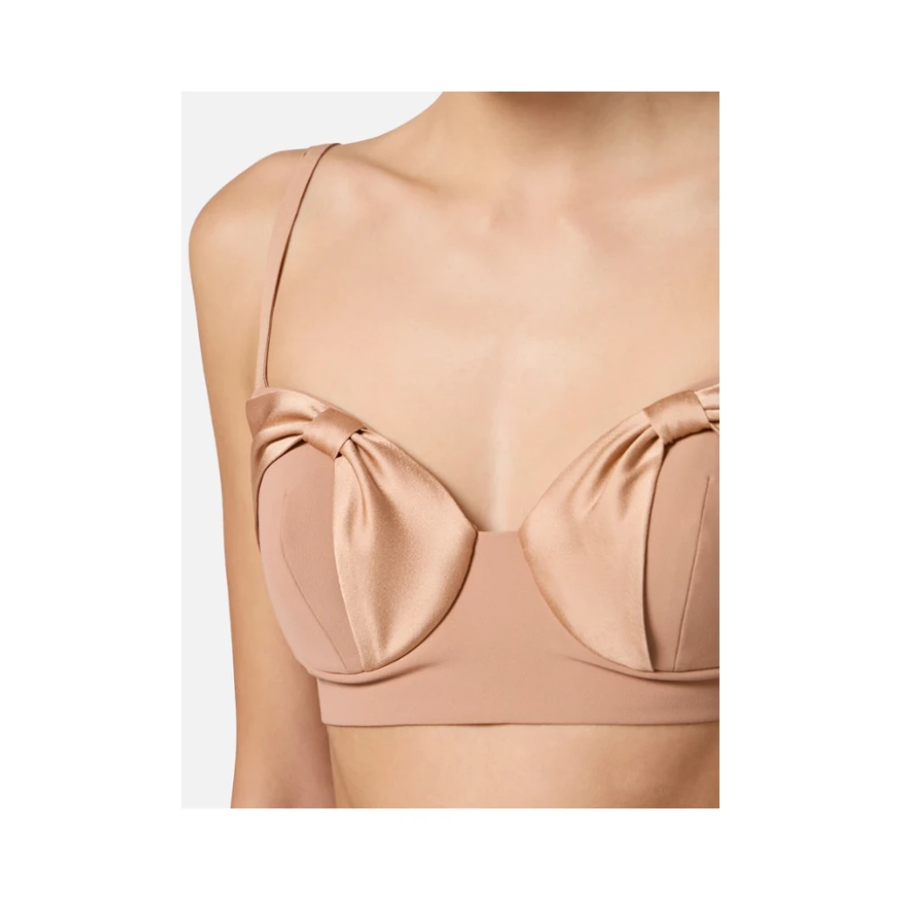 Elisabetta Franchi Crepe Top met Satin Bows Beige Dames