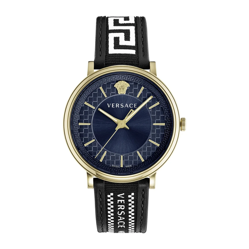 Versace - V-Circle Blaues Zifferblatt Gold Uhr - Accessories - Herren - Gelb - One Size - Bild 2
