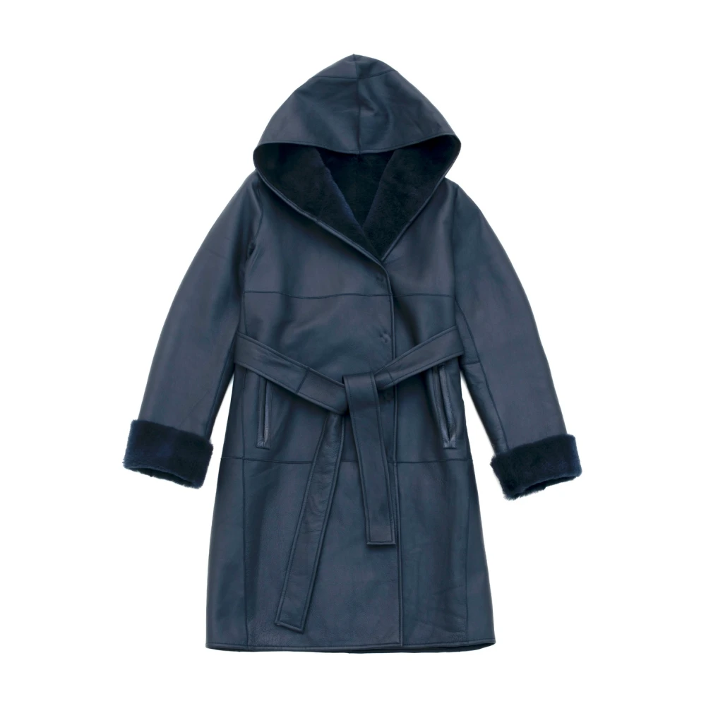 Just Things we Like Izumi Lambskin Shearling Coat Blue Dames