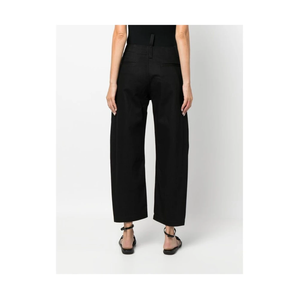 Studio Nicholson Zwarte hoge taille broek met gebogen pijpen Black Dames