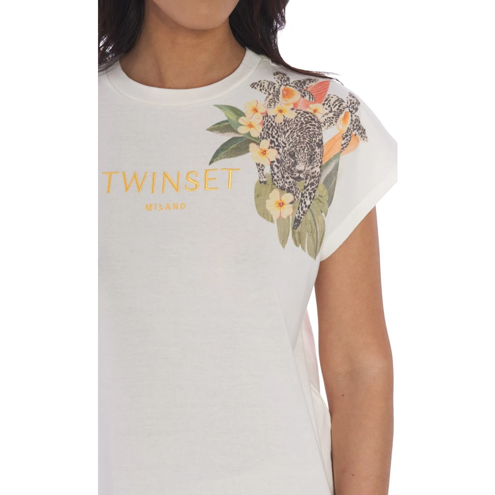 Twinset Gedrukt Logo T-shirt White Dames