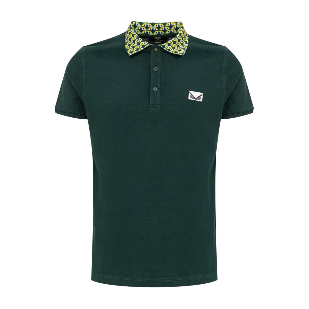 Fendi Groene polo met korte mouwen Green Heren