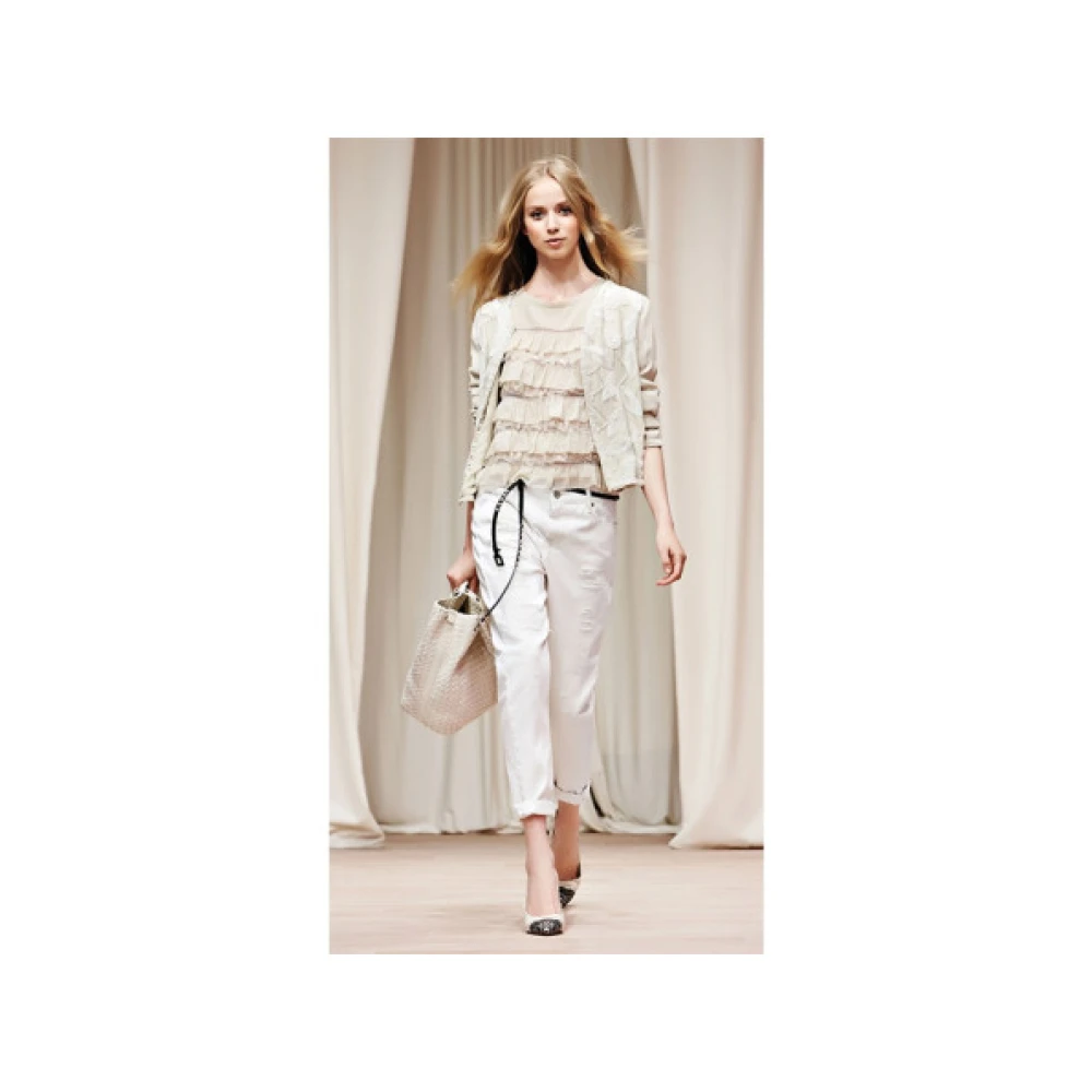 Twinset Witte gescheurde rechte broek White Dames